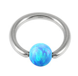 Steel BCR with Synthetic Opal Ball 1.2mm, 8mm 4mm, Light Blue Opal