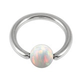 Steel BCR with Synthetic Opal Ball 1.2mm, 10mm 4mm, White Opal
