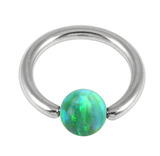 Steel BCR with Synthetic Opal Ball 1.6mm, 8mm 4mm, Green Opal