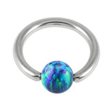 Steel BCR with Synthetic Opal Ball 1.6mm, 8mm 4mm, Blue Opal