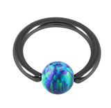 Black Steel BCR with Synthetic Opal Ball 1.0mm, 8mm 4mm, Blue Opal
