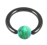 Black Steel BCR with Synthetic Opal Ball 1.2mm, 8mm 4mm, Green Opal