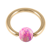 Zircon Steel BCR with Synthetic Opal Ball 1.2mm, 10mm 4mm, Pink Opal
