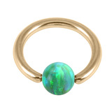 Zircon Steel BCR with Synthetic Opal Ball 1.6mm, 8mm 4mm, Green Opal