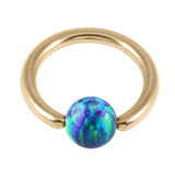 Zircon Steel BCR with Synthetic Opal Ball 1.6mm, 8mm 4mm, Blue Opal