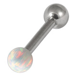Steel Barbell with Synthetic Opal Ball Single Ended 1.6mm 1.6mm, 12mm, 5mm, White Opal