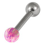 Steel Barbell with Synthetic Opal Ball Single Ended 1.6mm 1.6mm, 14mm, 5mm, Pink Opal