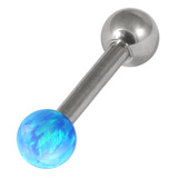 Steel Barbell with Synthetic Opal Ball Single Ended 1.6mm 1.6mm, 16mm, 5mm, Light Blue Opal