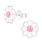 Sterling Silver Daisy Flower Ear Stud Earrings - SKU 30484