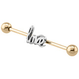 Zircon Steel Industrial Scaffold Barbell with Love 1.6mm, 32mm, 5mm, Love Word