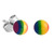 Steel Ear Stud Earrings with Acrylic Rainbow Ball - SKU 30669