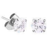 Steel Ear Stud Earrings - Claw Set Jewelled - SKU 30721