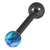 Black Steel Barbell with Synthetic Opal Ball Single Ended 1.6mm 1.6mm, 12mm, 5mm, Blue Opal - alternative image