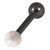 Black Steel Barbell with Synthetic Opal Ball Single Ended 1.6mm 1.6mm, 14mm, 5mm, White Opal - alternative image