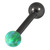 Black Steel Barbell with Synthetic Opal Ball Single Ended 1.6mm 1.6mm, 14mm, 5mm, Green Opal - alternative image