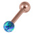 Rose Gold Steel Barbell with Synthetic Opal Ball Single Ended 1.6mm 1.6mm, 12mm, 5mm, Blue Opal - alternative image