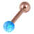 Rose Gold Steel Barbell with Synthetic Opal Ball Single Ended 1.6mm 1.6mm, 12mm, 5mm, Light Blue Opal - alternative image
