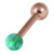 Rose Gold Steel Barbell with Synthetic Opal Ball Single Ended 1.6mm 1.6mm, 16mm, 5mm, Green Opal - alternative image