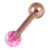 Rose Gold Steel Barbell with Synthetic Opal Ball Single Ended 1.6mm 1.6mm, 16mm, 5mm, Pink Opal - alternative image