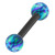 Black Steel Barbell with Synthetic Opal Ball Double Ended 1.6mm 1.6mm, 12mm, 5mm, Blue Opal - alternative image