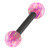 Black Steel Barbell with Synthetic Opal Ball Double Ended 1.6mm 1.6mm, 14mm, 5mm, Pink Opal - alternative image