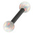 Black Steel Barbell with Synthetic Opal Ball Double Ended 1.6mm 1.6mm, 16mm, 5mm, White Opal - alternative image