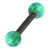 Black Steel Barbell with Synthetic Opal Ball Double Ended 1.6mm 1.6mm, 16mm, 5mm, Green Opal - alternative image
