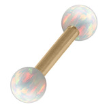 Zircon Steel Barbell with Synthetic Opal Ball Double Ended 1.6mm 1.6mm, 14mm, 5mm, White Opal