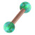 Rose Gold Steel Barbell with Synthetic Opal Ball Double Ended 1.6mm 1.6mm, 16mm, 5mm, Green Opal - alternative image