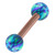 Rose Gold Steel Barbell with Synthetic Opal Ball Double Ended 1.6mm 1.6mm, 16mm, 5mm, Blue Opal - alternative image