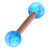 Rose Gold Steel Barbell with Synthetic Opal Ball Double Ended 1.6mm 1.6mm, 16mm, 5mm, Light Blue Opal - alternative image