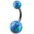Belly Bar - Black Steel with Opal Balls 1.6mm, 8mm, 5mm and 8mm, Blue - alternative image