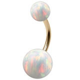 Belly Bar - Zircon Steel with Opal Balls 1.6mm, 10mm, 5mm and 8mm, White