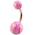 Rose Gold Steel Belly Bar with Opal Balls 1.6mm, 12mm, 5mm and 8mm, Pink - alternative image