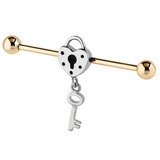 Zircon Steel Industrial Scaffold Barbell with Lock and Key 1.6mm, 38mm, 5mm, Lock and Key