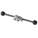 Black Steel Industrial Scaffold Barbell with Elephant 1.6mm, 34mm, 5mm, Elephant