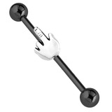 Black Steel Industrial Scaffold Barbell with the Finger 1.6mm, 34mm, 5mm, Finger