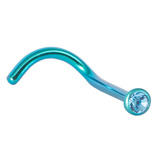 Titanium Jewelled Nose Stud - 2mm jewel 1.0mm, Turquoise, Light Blue