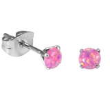 Steel Stud Earrings with Claw Set Synthetic Opal Stone - SKU 31174