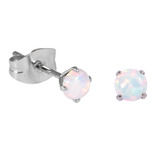 Steel Stud Earrings with Claw Set Synthetic Opal Stone - SKU 31175