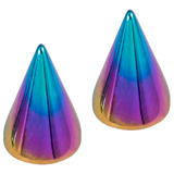 Titanium Threaded Cones 1.6mm 1.6mm, 4mm base, 6mm height. Pair of Cones, Rainbow