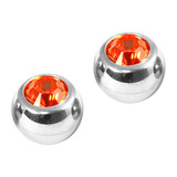 Steel Threaded Jewelled Balls 1.6x6mm Orange - 2 balls (a pair)
