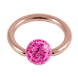 Rose Gold Steel BCR with Smooth Glitzy Ball 1.0mm 1.0mm, 8mm, 4mm, Fuchsia