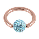 Rose Gold Steel BCR with Smooth Glitzy Ball 1.0mm 1.0mm, 7mm, 4mm, Light Blue