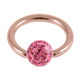 Rose Gold Steel BCR with Smooth Glitzy Ball 1.0mm 1.0mm, 8mm, 4mm, Pink