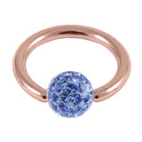 Rose Gold Steel BCR with Smooth Glitzy Ball 1.0mm 1.0mm, 7mm, 4mm, Sapphire Blue
