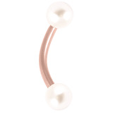 Rose Gold Steel Curved Bar with Acrylic Pearl Balls 1.6mm 1.6mm, 12mm, 4mm
