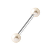 Steel Micro Barbell with Acrylic Pearl Balls 1.2mm 1.2mm, 12mm, 4mm White
