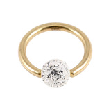 Zircon Steel BCR with Smooth Glitzy Ball (Gold colour PVD) 1.2mm 1.2mm, 7mm, 4mm, Crystal Clear