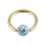 Zircon Steel BCR with Smooth Glitzy Ball (Gold colour PVD) 1.2mm 1.2mm, 7mm, 4mm, Light Blue